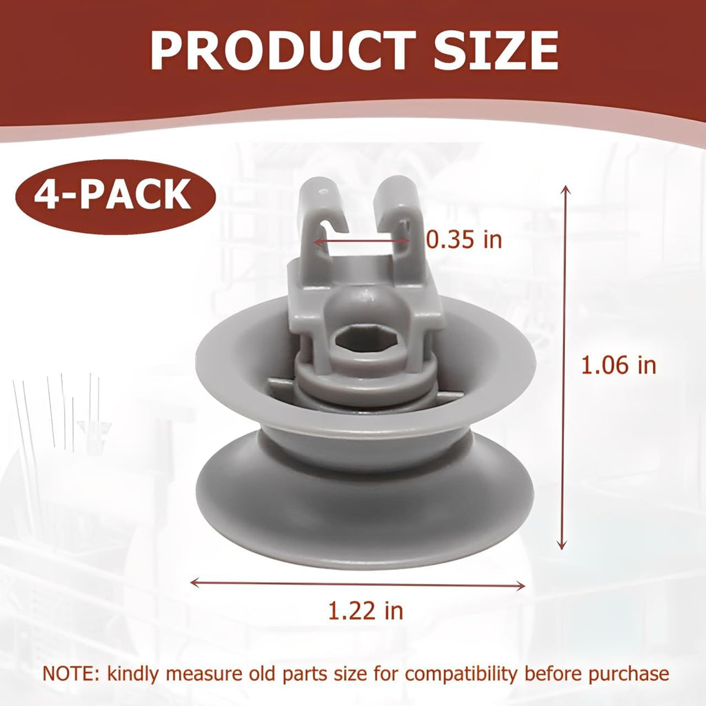 4-Pack Dishwasher Upper Wheel Assembly 611475 Dishrack Upper Rack Wheel,Replace Model 1559847 AH3477735 (UPPER ROLLER-Grey)