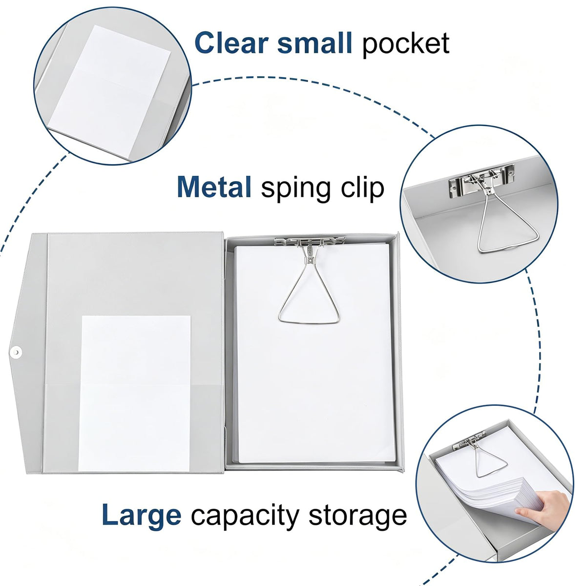 Storage File Boxes A4, 6 PCS Foldable File Box with Clip, 50mm Spine