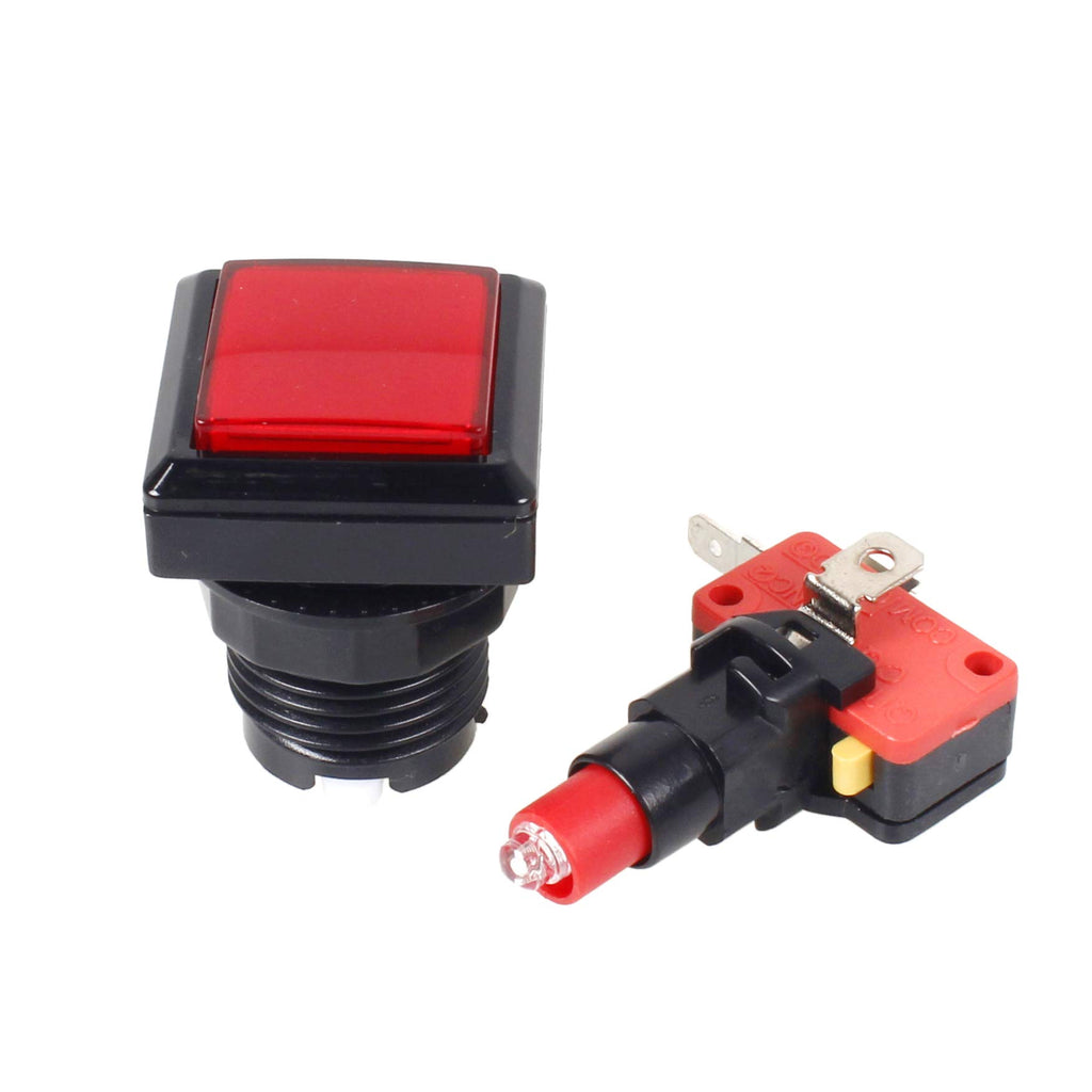 10x Arcade Square Shape LED Illuminated Push Button with Micro Switch for Arcade Machine Gaming Video Game Consoles