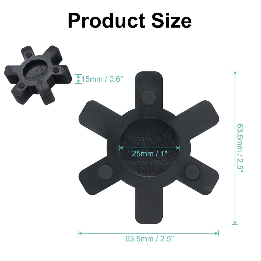 uxcell L099/L100 Jaw Coupling Insert, Flexible Solid Type NBR Rubber, Black