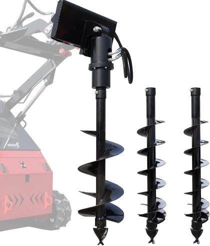 Mini Skid Steer Loader Auger Attachments, Hydraulic Auger with 6"/8"/12" Drill Bits, Heavy Duty Skid Steer Attachment