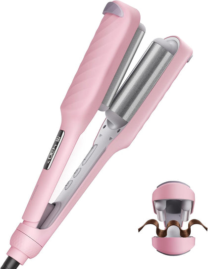 Hair Crimper with 3 Barrels, Curling Iron for Beach Waves | 100-240V~ Hair Waver 500M Negative Ions, Hair Curler for