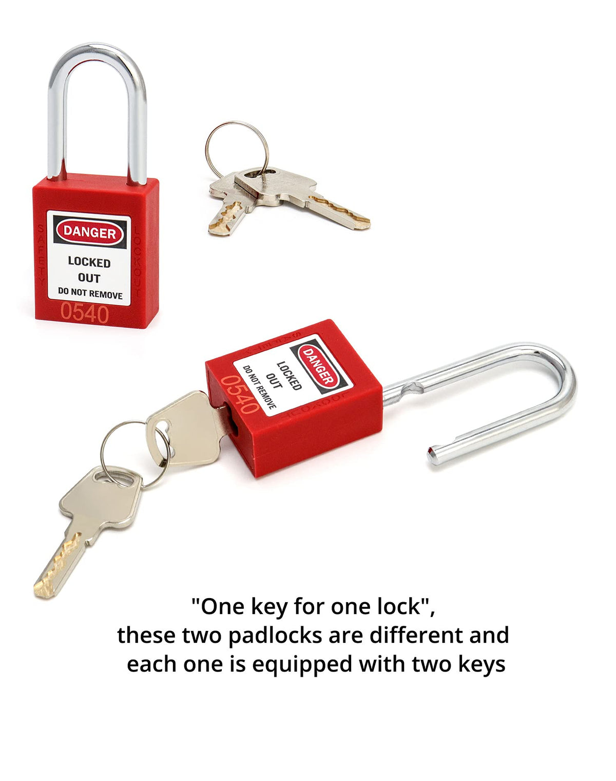 Lockout Tagout Locks, Safety Padlock, 5 Padlocks with 10 Keys