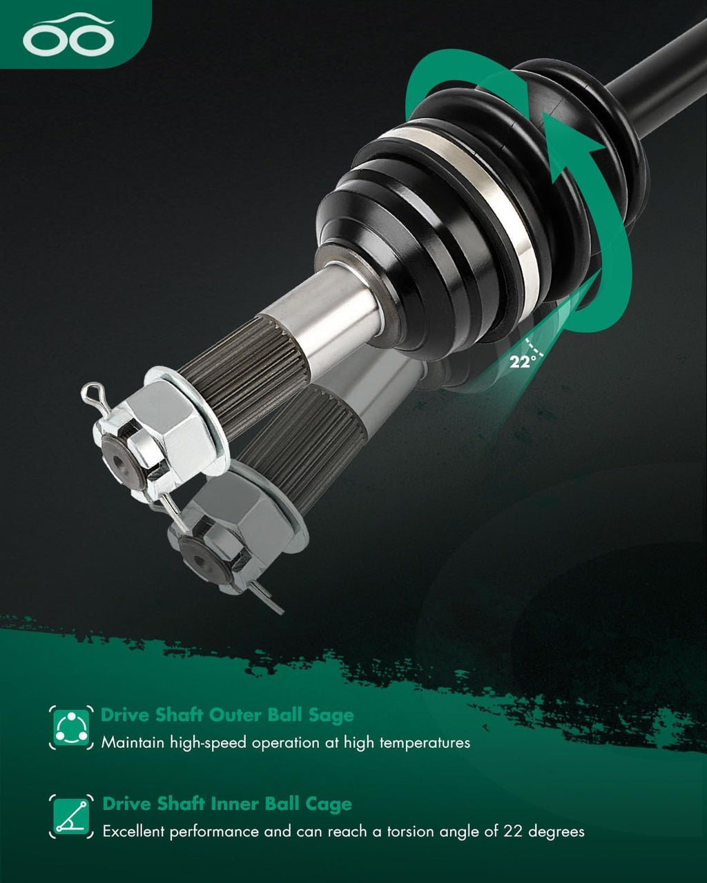 SCITOO CV Axle Shaft Assembly fits for Suzuki King Quad 450 500 700 750 Rear Left Right 64901-31G41