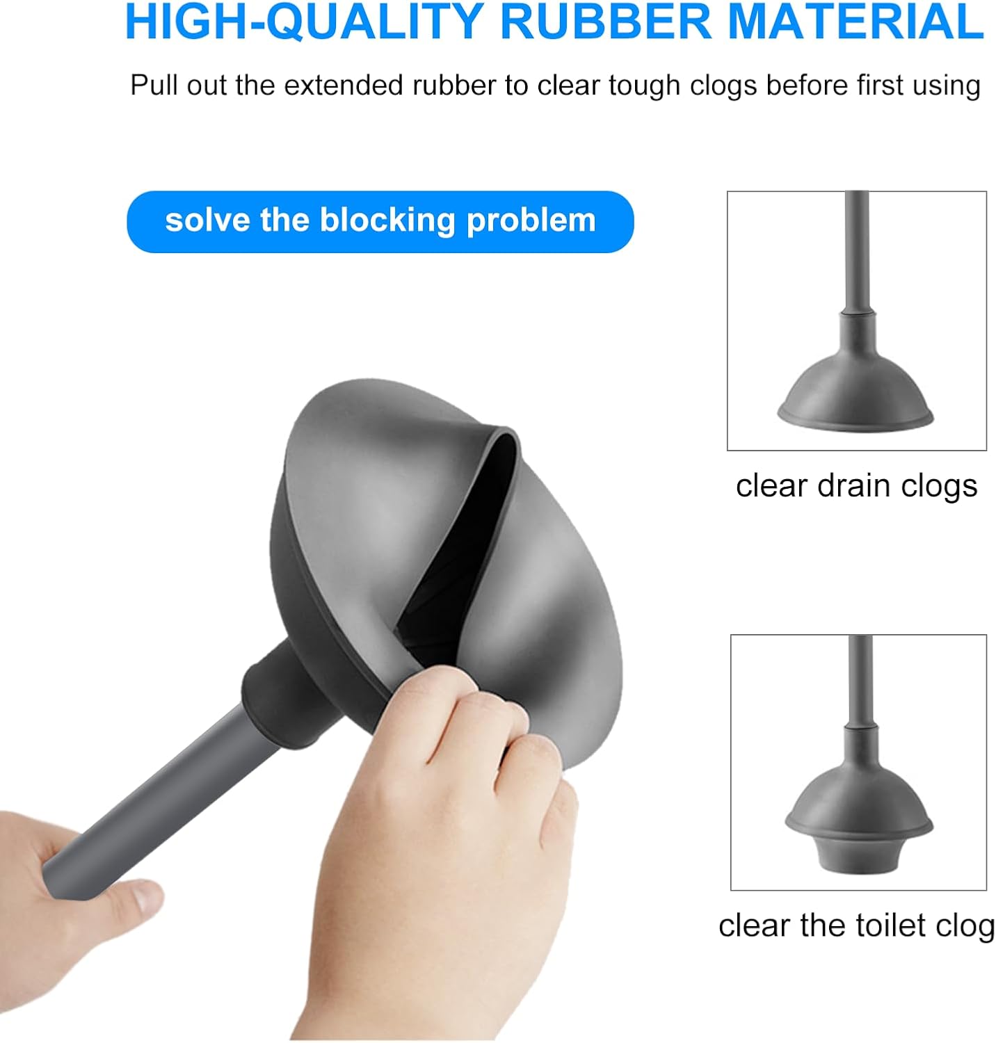 Toilet Brush and Plunger Set, Semi-Hidden Toilet Plungers, Gray | Heavy Duty Toilet Bowl Brush and Holder for