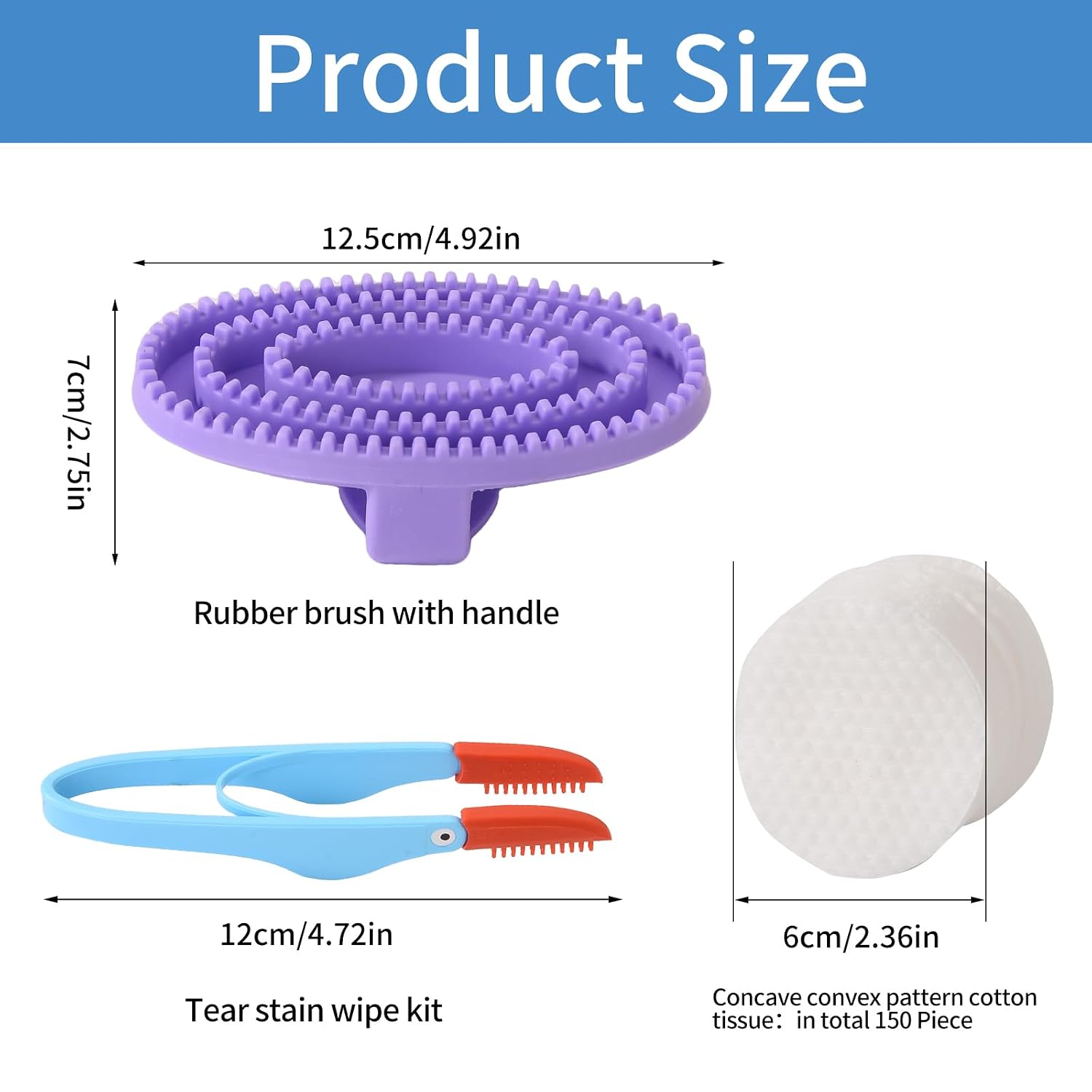 Curry Comb Kit, 4 Ring Curry Comb, Rubber Brush, Stain Wipe Brush Set