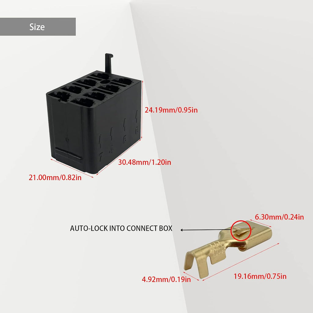 8 Set Rocker Switch Plug Socket with 6.3mm Female Spade Terminals for ARB Carling Switch Connection
