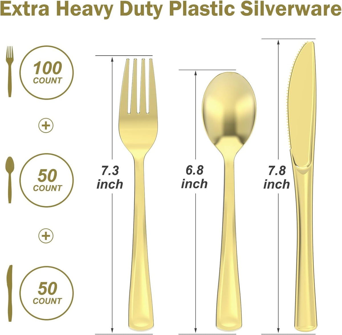 200 Count Heavy Duty Gold Plastic Silverware