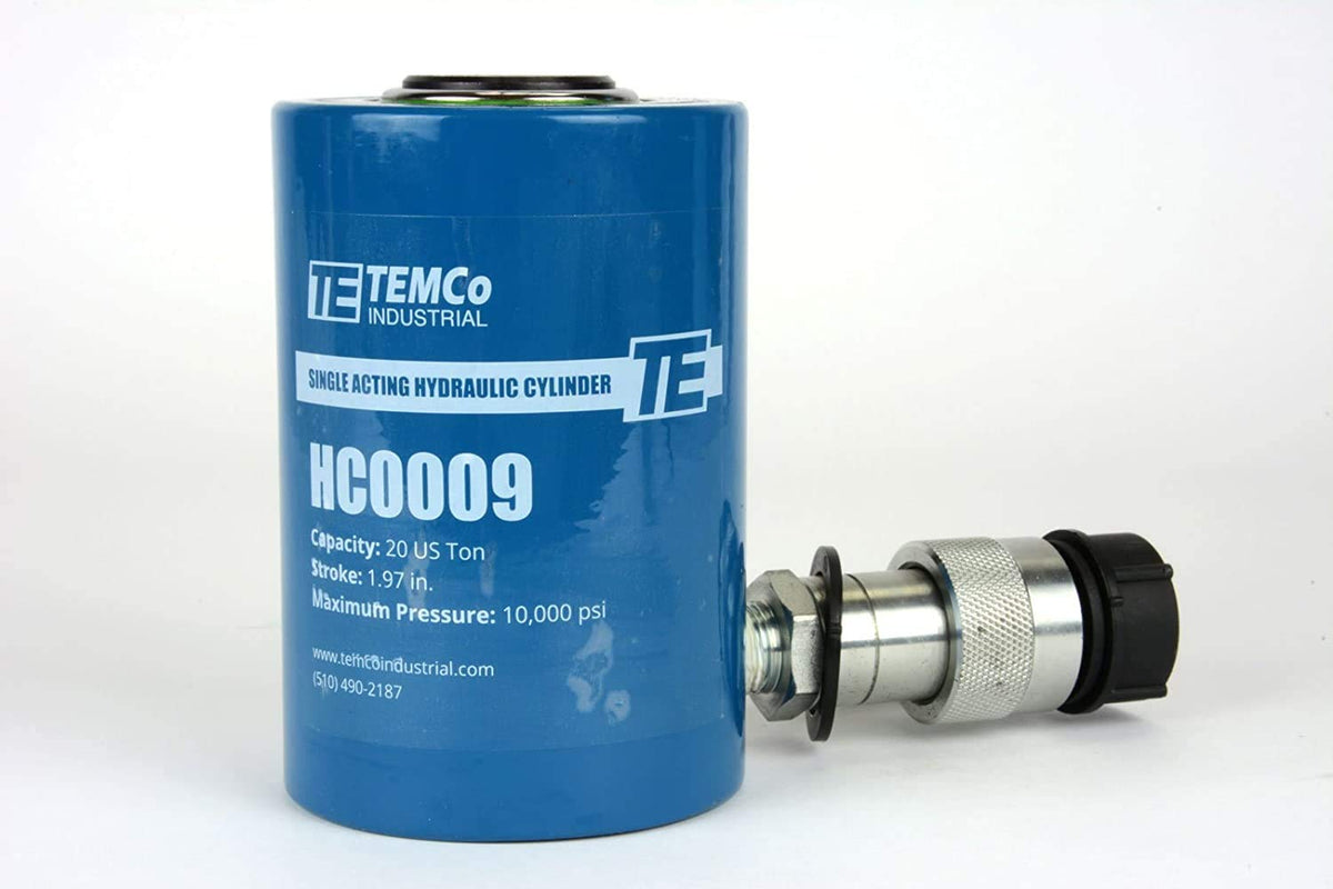 TEMCo 20 Ton Hydraulic Cylinder 2" Stroke Single Acting 10,000 PSI – Machinery, Foundation Support & Construction