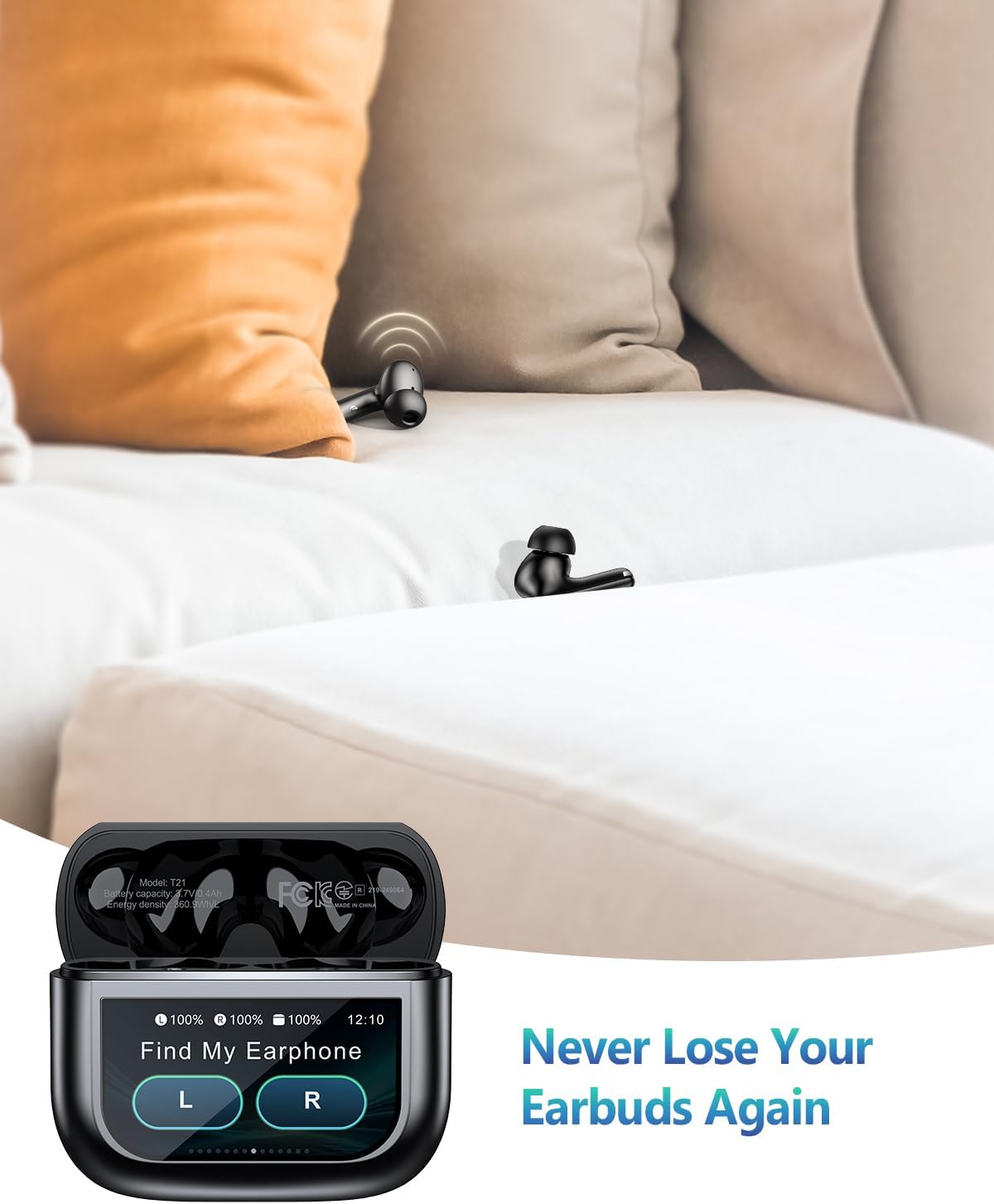Wireless Earbuds Bluetooth Headphones, Ear Buds with Touch Screen, ANC ENC Noise Cancelling Transparency Mode, 40H