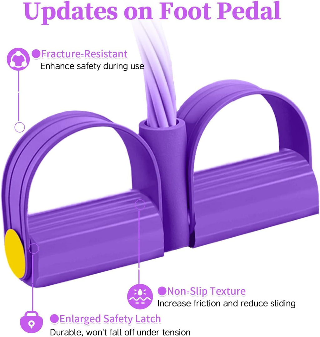 Pedal Resistance Bands with Handles, Durable 6-Tubes Multifunction Resistance Band, Natural Rubber Foot Pedal