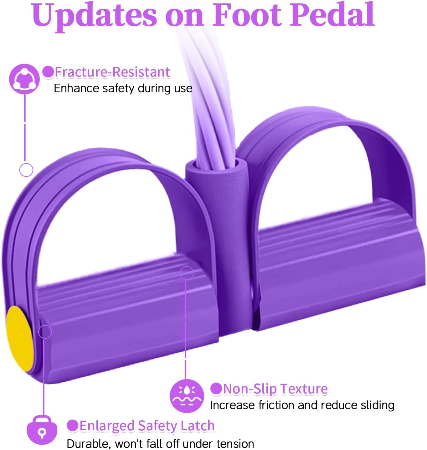 Pedal Resistance Bands with Handles, Durable 6-Tubes Multifunction Resistance Band, Natural Rubber Foot Pedal