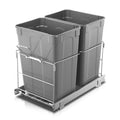 Pull Out Trash Can Under Cabinet, 35 QT Double Under Sink Trash Can Waste Container with with Chrome Wire Bottom