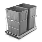 Pull Out Trash Can Under Cabinet, 35 QT Double Under Sink Trash Can Waste Container with with Chrome Wire Bottom