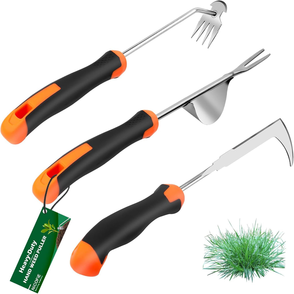 2026 Hand Weeder Tool, Rubber Handle Manual Weeder Puller Tool, Uprooting Weeding Tools, Crack Weeder Crevice, 4