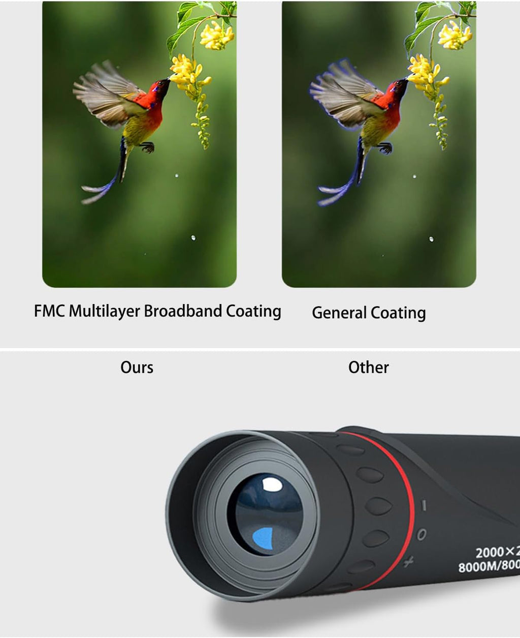 Mini Telescope for Adults,with Clips 2000X24 Monocular Focus Optics Telescopes onocular Power Monocula