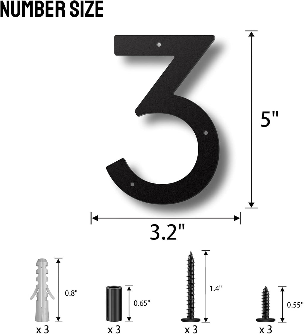 5 Inch Metal House Numbers, Stainless Steel for Outside, Mailbox Numbers | House Address Signs, Address Plaque