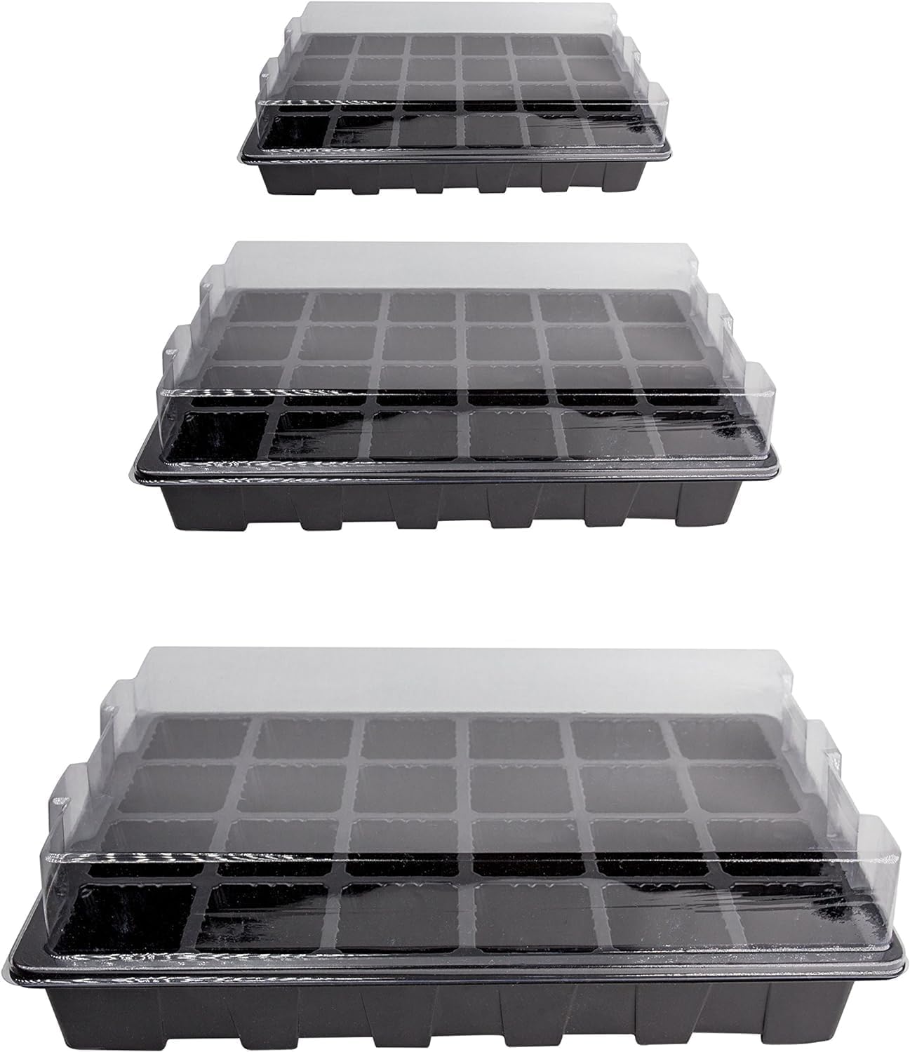 10 Pack -240 Cells -24 Grow Trays with Humidity Dome and Cell Insert - Mini Propagator for Seed Starting and Growing