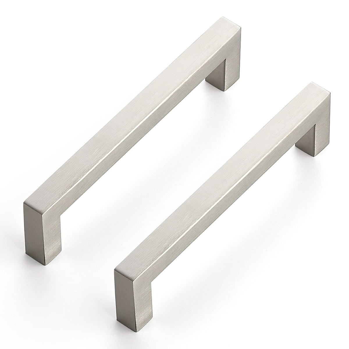 Brushed Nickel Square Cabinet Handles & Pulls 5 Inch 10 Pack