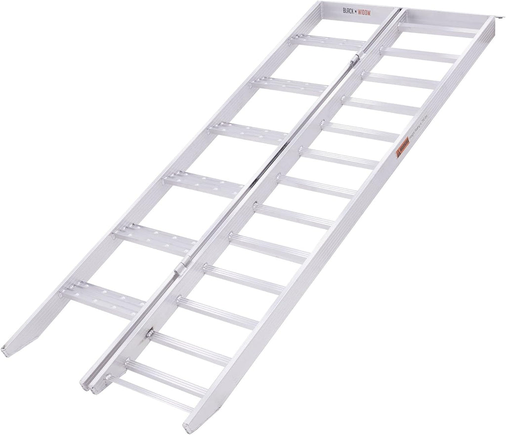 Aluminum Folding Motorcycle Ramp with Steps, 750 lb Capacity | Portable Loading Ramp and Storage Accessory for