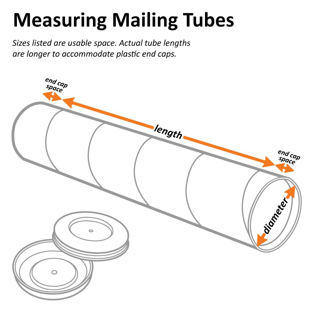SNP3042W Mailing Tubes with Caps, 3" x 42", White (Pack of 24)