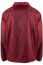 Men’s Coach Jacket – Classic Windbreaker Nylon Water Resistance Relaxed Fit Snaps Blank Coat CJ25 Burgundy 1XL