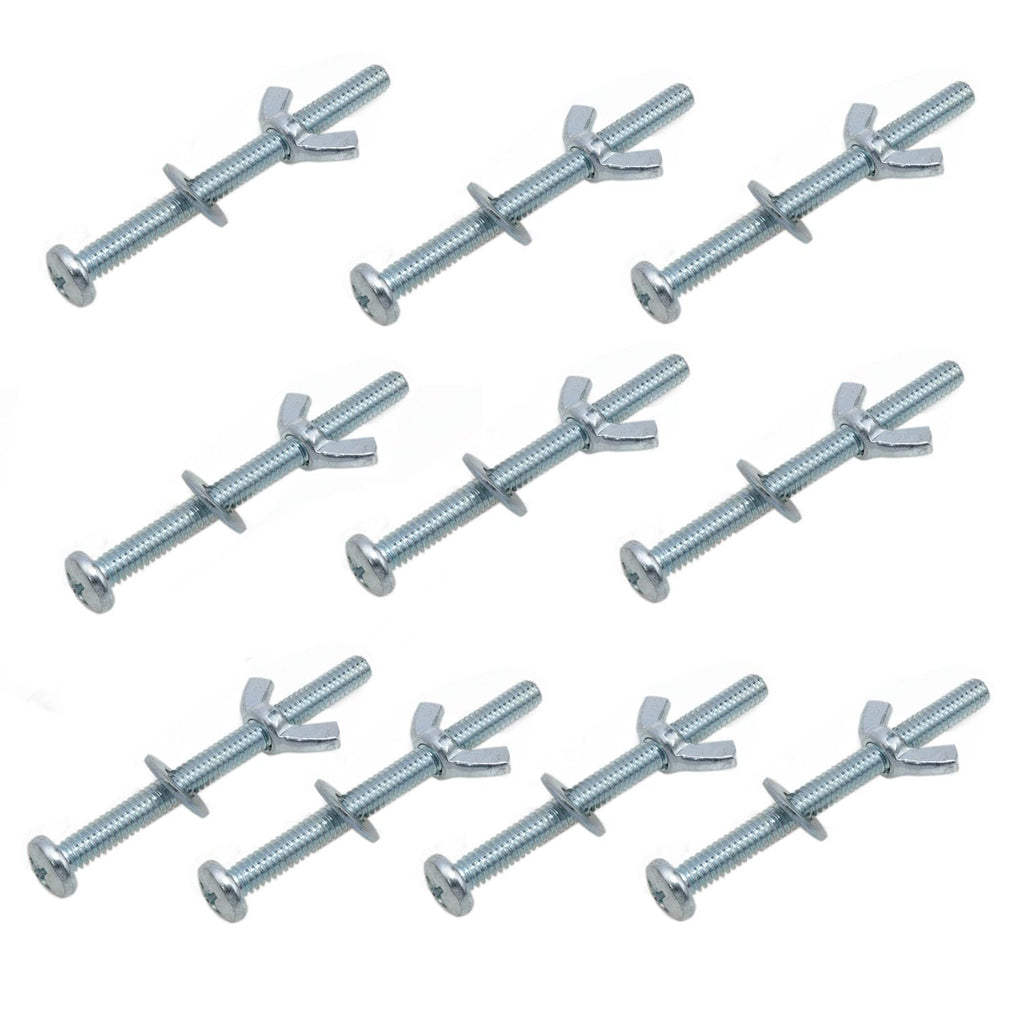 10 Sets 1/4-20 x 3 Inch Wing Nuts and Bolts with Washers