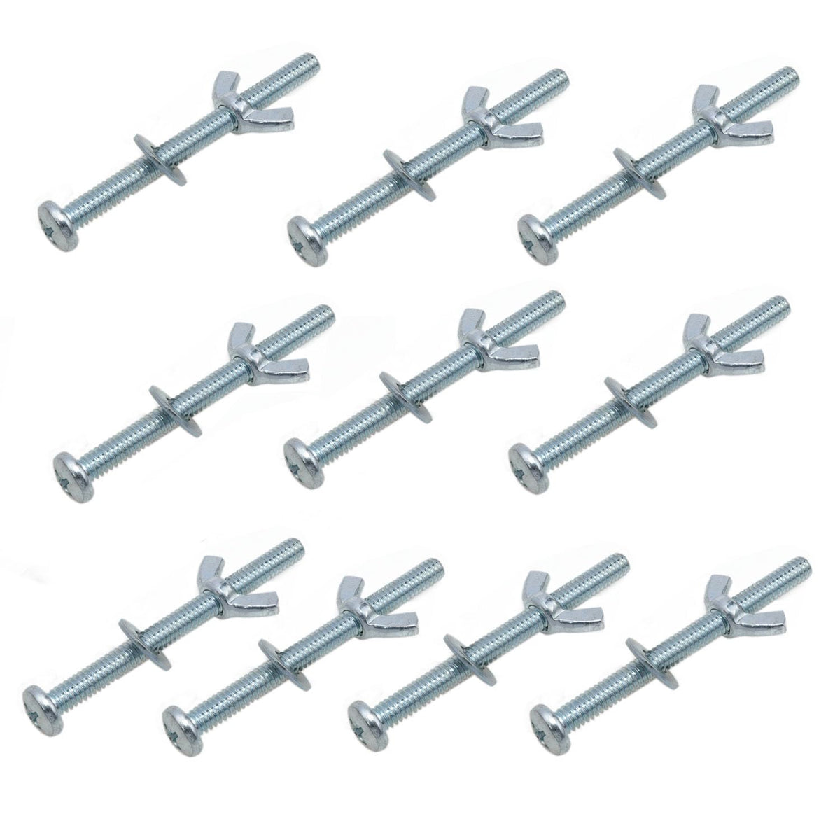10 Sets 1/4-20 x 3 Inch Wing Nuts and Bolts with Washers