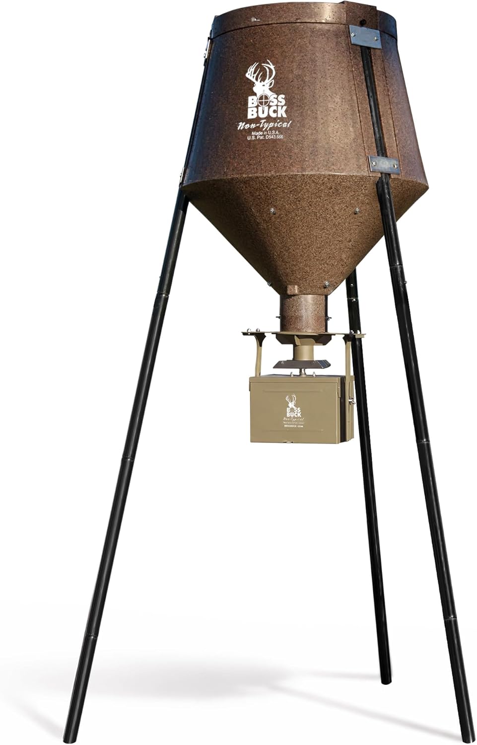 200 LB Deer Feeder/Hunting Durable Lightweight Plastic UV Protected Waterproof Game Feeder with 12V Spinner Automatic