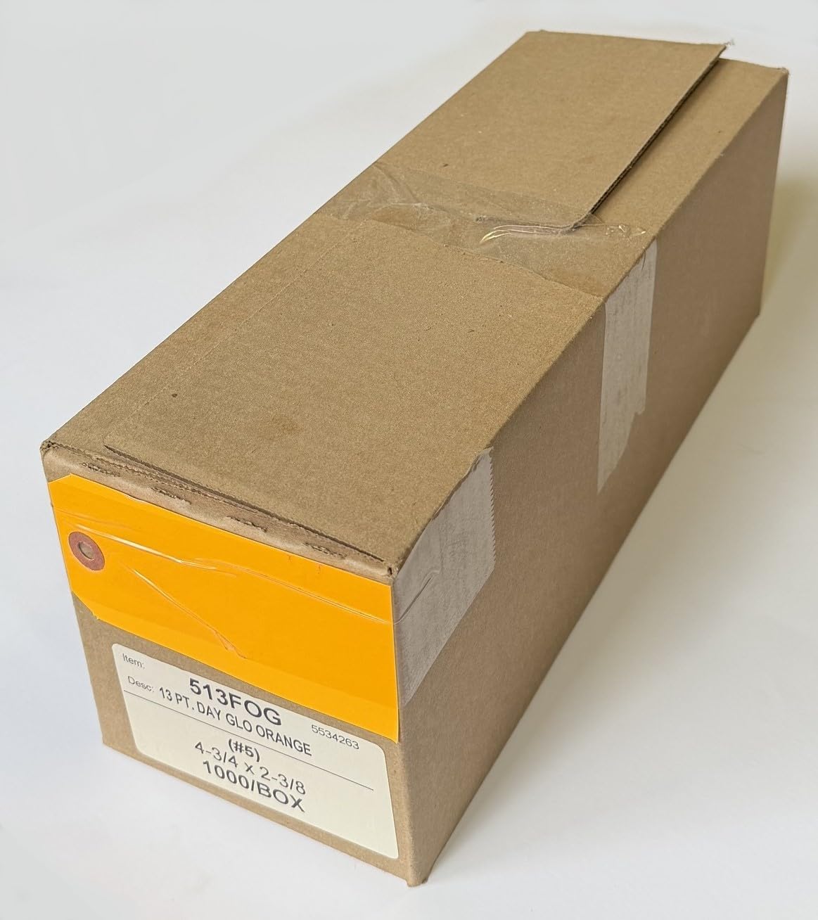 No.5 Fluorescent Orange Shipping Tag 4-3/4" x 2-3/8", 13 Pt Cardstock