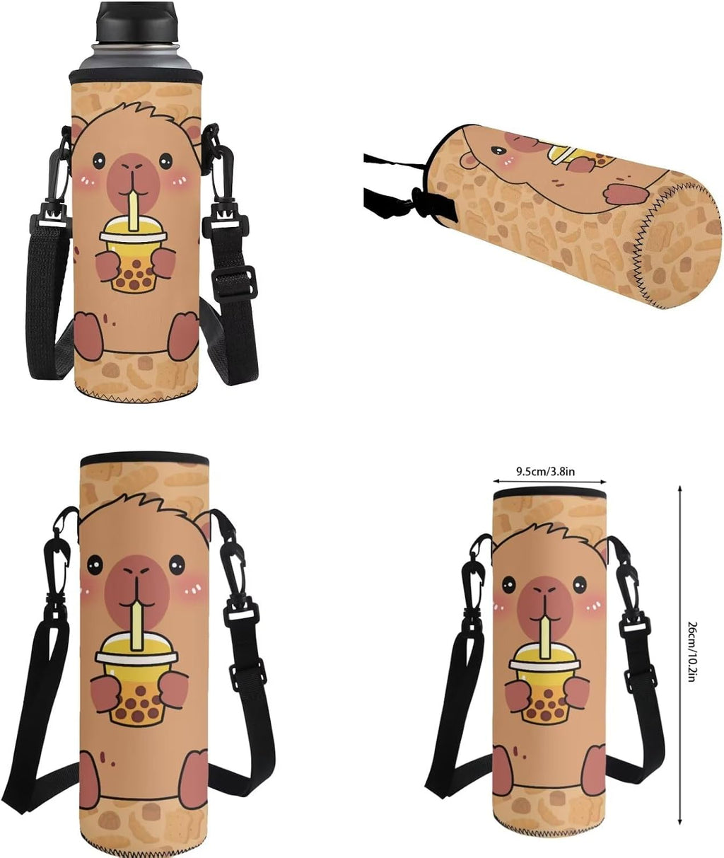 Capybara Pearl Milk Tea 4pcs School Bag Set School Backpack for Kids 8-12 Girls and Lunch Bag Box Bookbag with