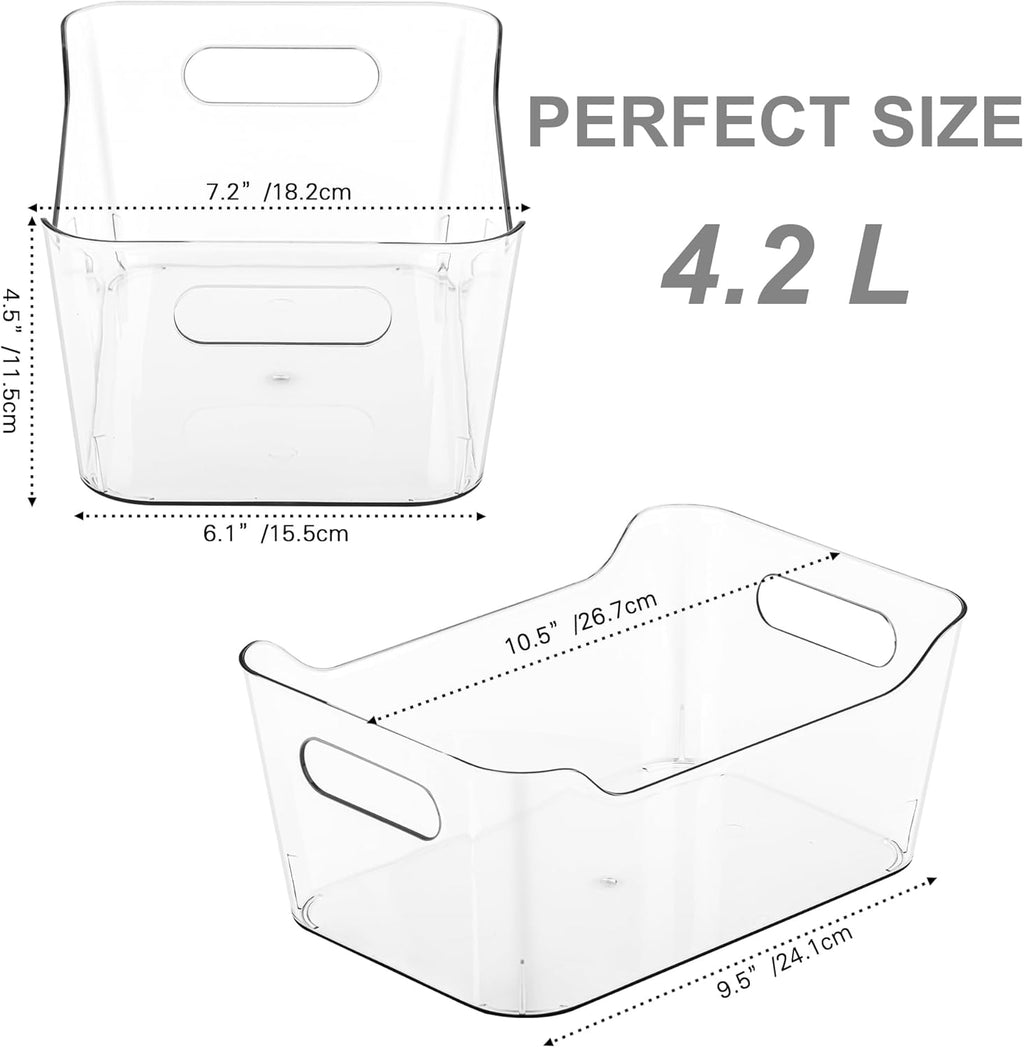 12 Pack Plastic Storage Bins, Multi-Use Organizer Bins, Pantry Organizer, Clear Storage Containers for Home, Kitchen