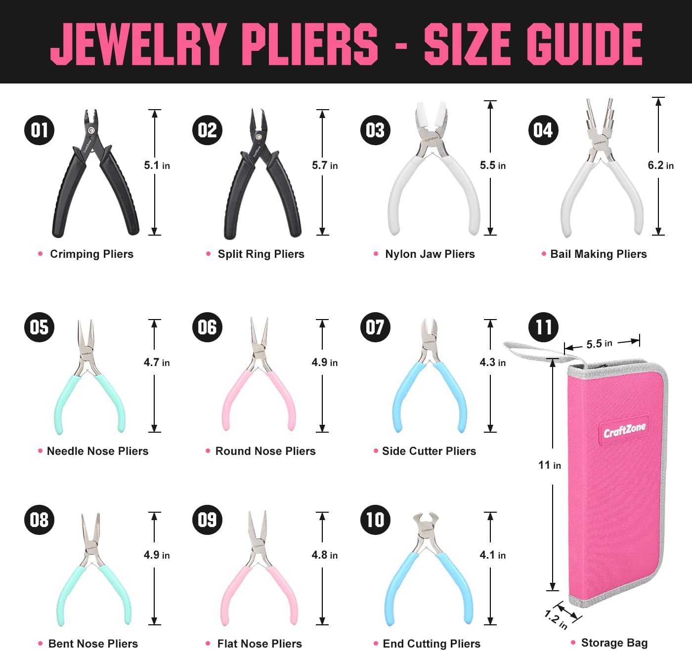 10-Piece Jewelry Pliers Set Jewelry Making Tools for Jewelry Repair | Wire Wrapping | Beading and Crafts | for Wire
