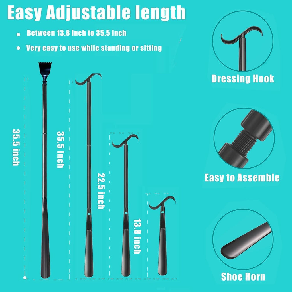 Sock Aid Device for Seniors Kit (Sock Aide and Dressing Stick) - Sock Helpers to Put on Your Socks No Bending - 35"