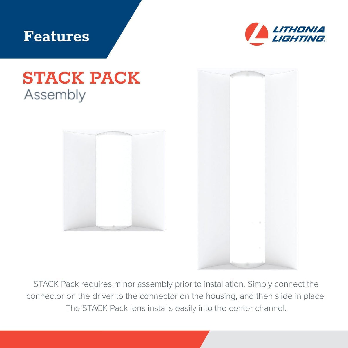Lithonia Lighting Stack Switch 2x2 LED Troffer Light, Adj Brightness, 4-Pk