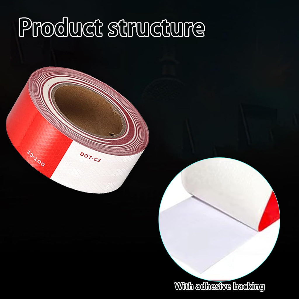 Dot-C2 Reflective Tape 2" X 50 Feet Red White Dot Tape Reflector Stickers