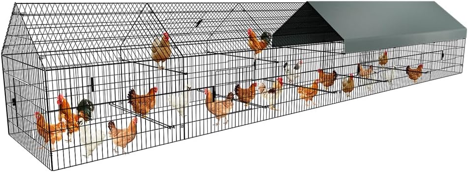 Chicken Coop, 21ft x 3.5ft Chicken Run Pen with Cover for Yard