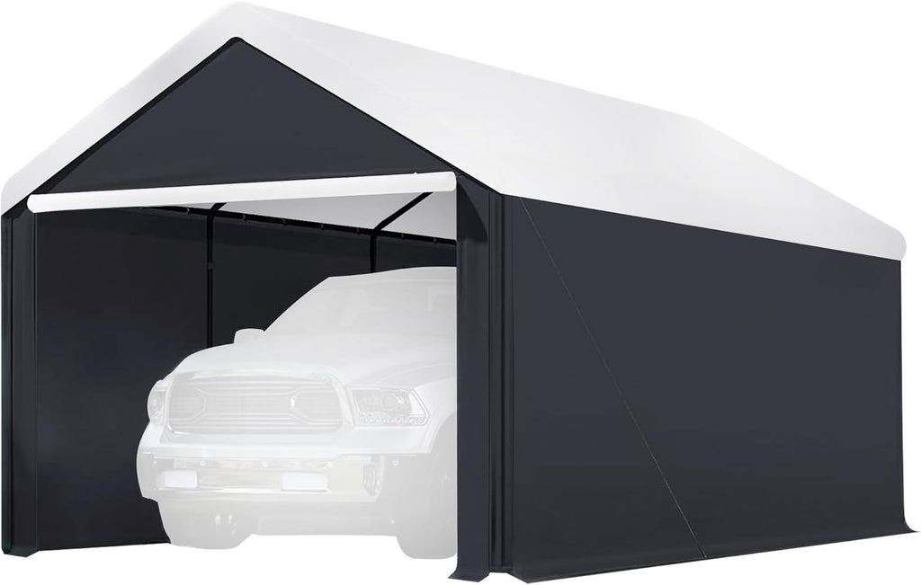 Canopy Car Tent Sidewalls for Carport, Garage & Shed, Domain, 10 x 20 Ft, Black (Roof and Canopy Not Included)
