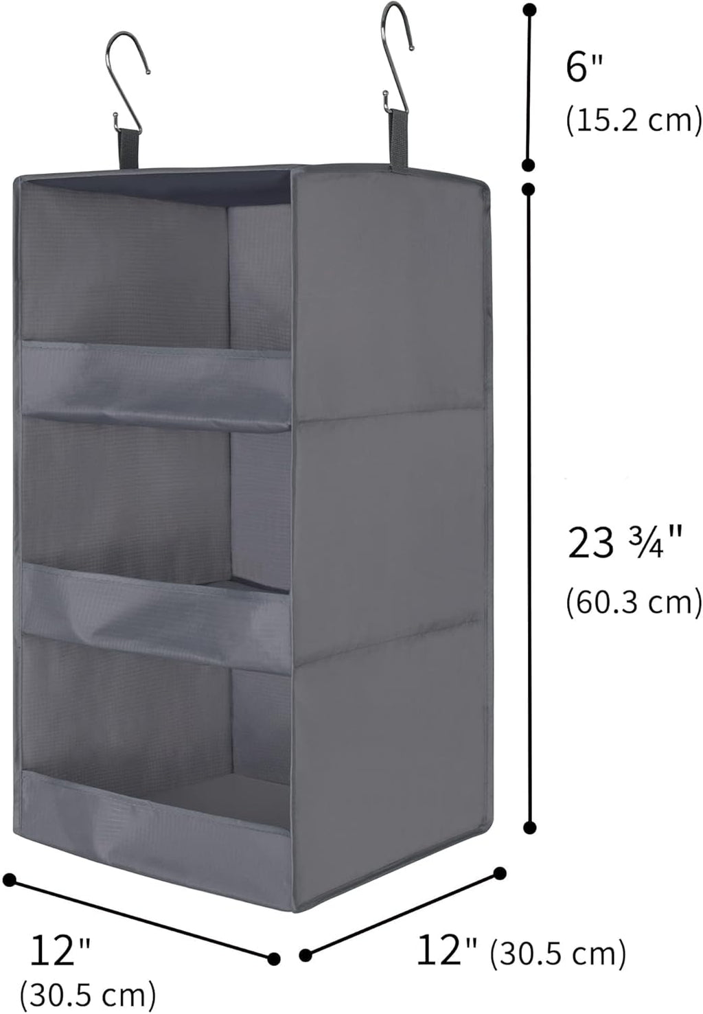 3-Shelf Hanging Closet Organizer and Storage, Collapsible Hanging Closet Shelves, Hanging Organizer for Closet & RV