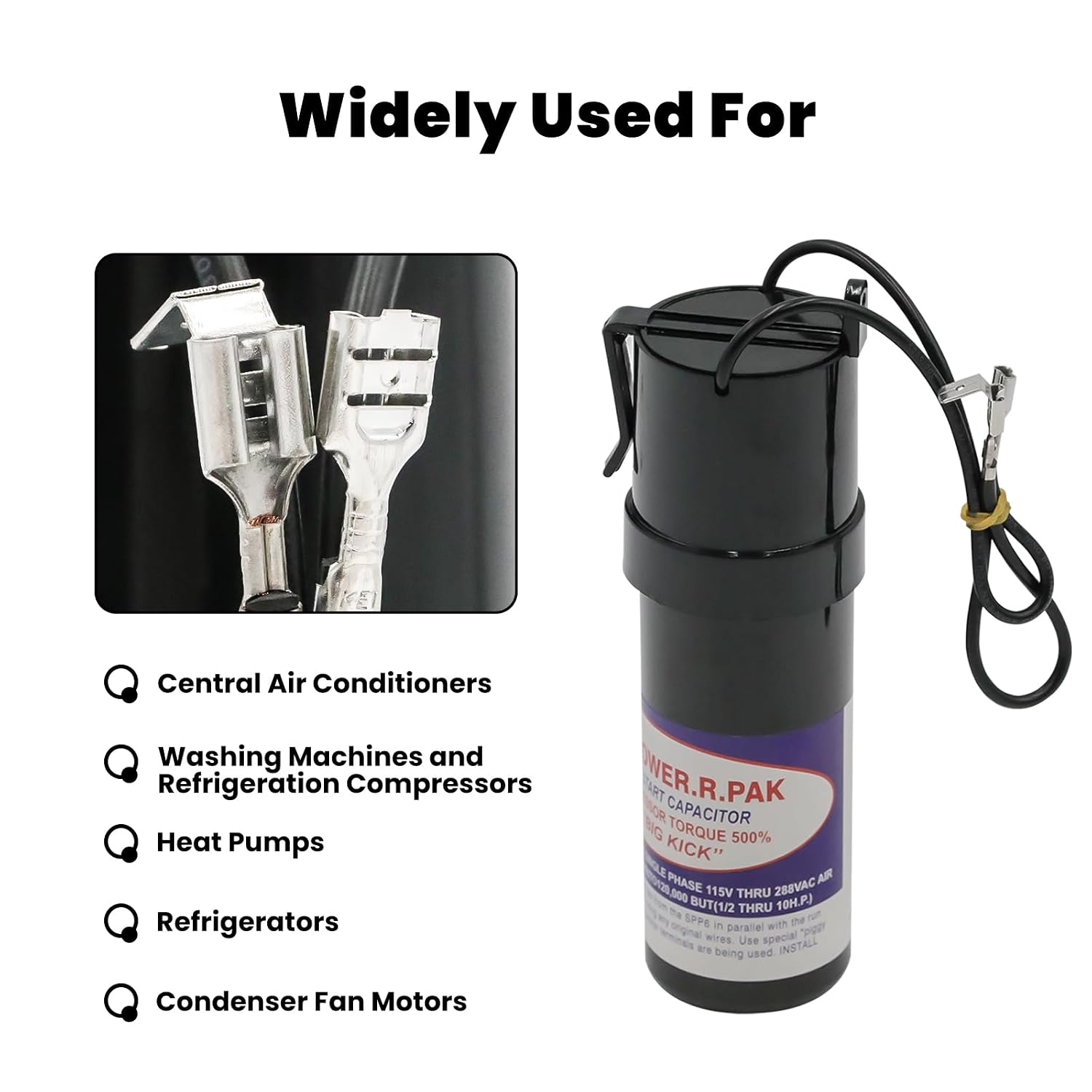 SPP6 Hard Start Kit for Air Conditioner, Replacement 115V Thru 288VAC, Hard Start Capacitor Units from 4,000 to