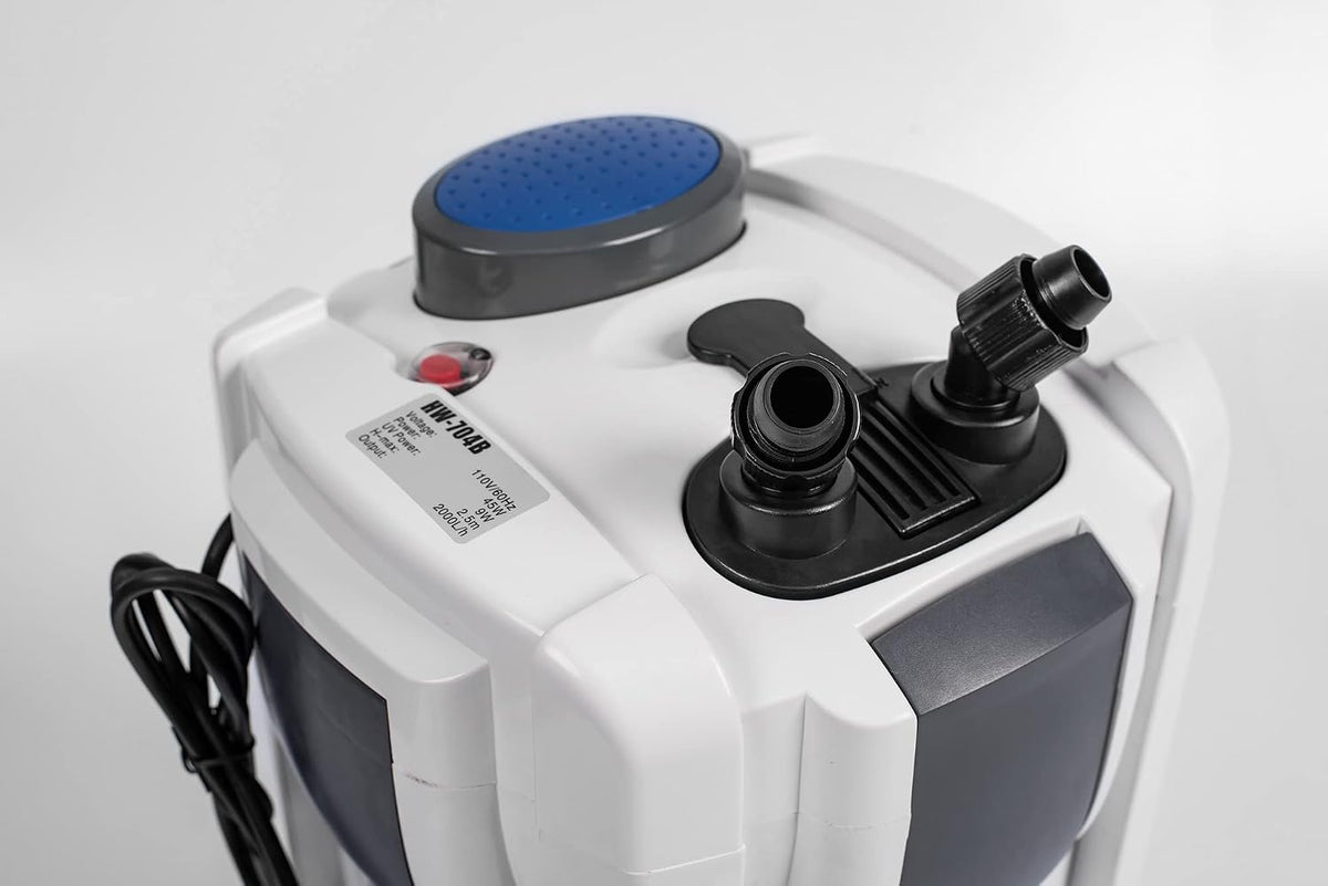HW-704B 525GPH Canister Filter with Meida Kits,White