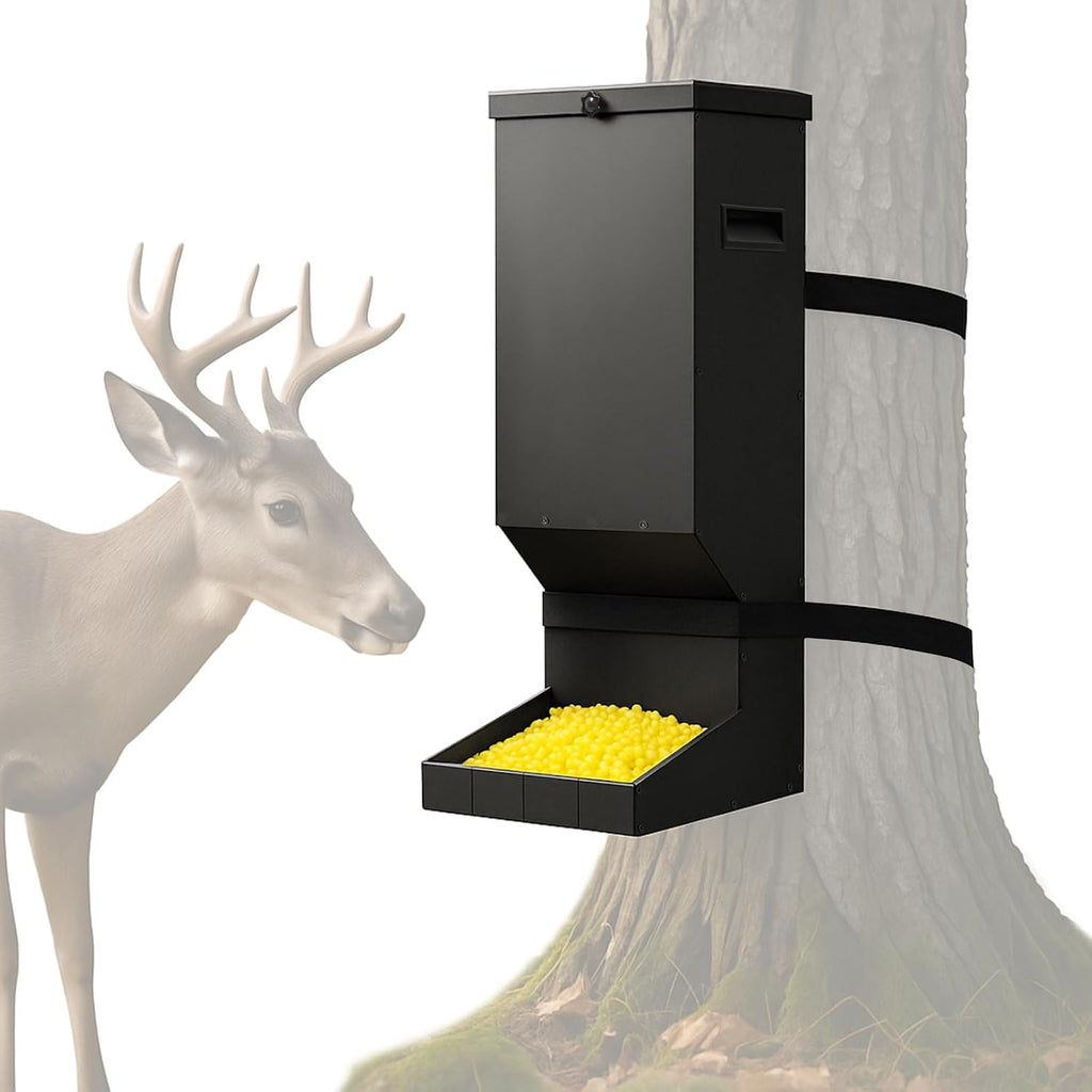 11 Gallon Deer Feeder, Hanging Metal Gravity Dispenser, Waterproof