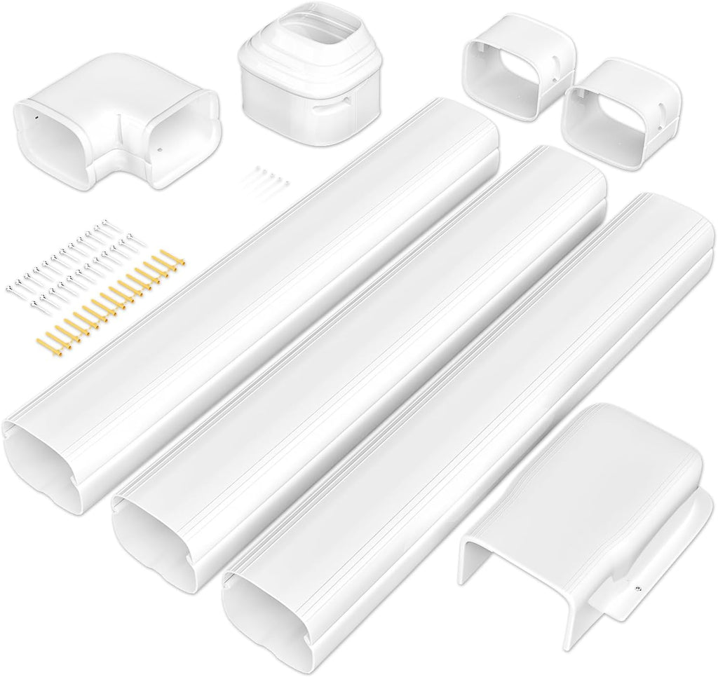 4 Inch Mini Split Line Set Cover 11 Ft, PVC & PP Line Cover Set | Universal Line Set for Mini Split AC & Central AC