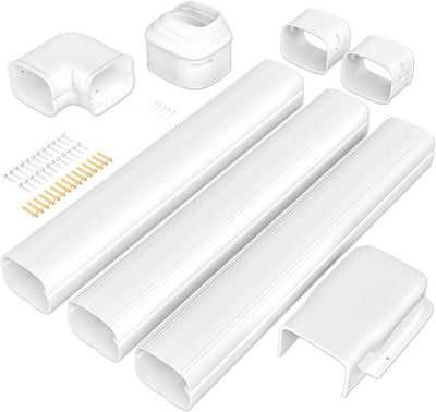 4 Inch Mini Split Line Set Cover 11 Ft, PVC & PP Line Cover Set | Universal Line Set for Mini Split AC & Central AC