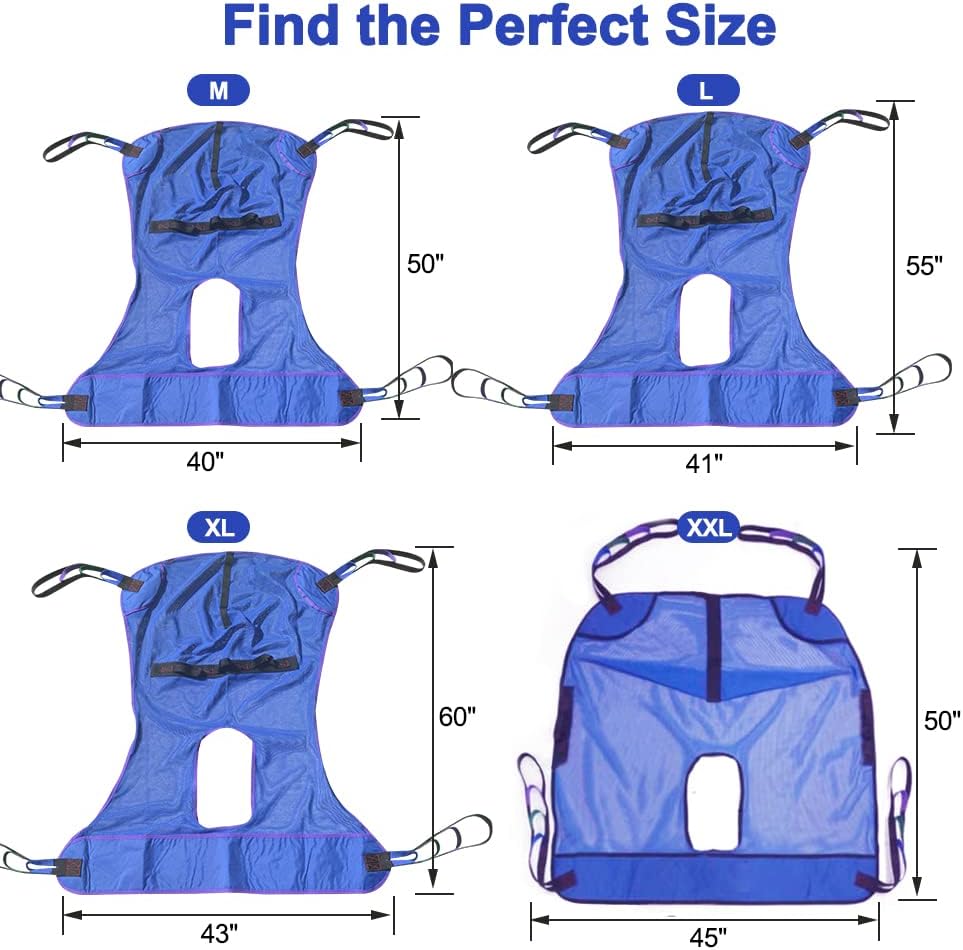 Universal Full Body Mesh Lift Sling with Commode Opening,Polyester Slings for Patient Lifts -Compatible with Hoyer