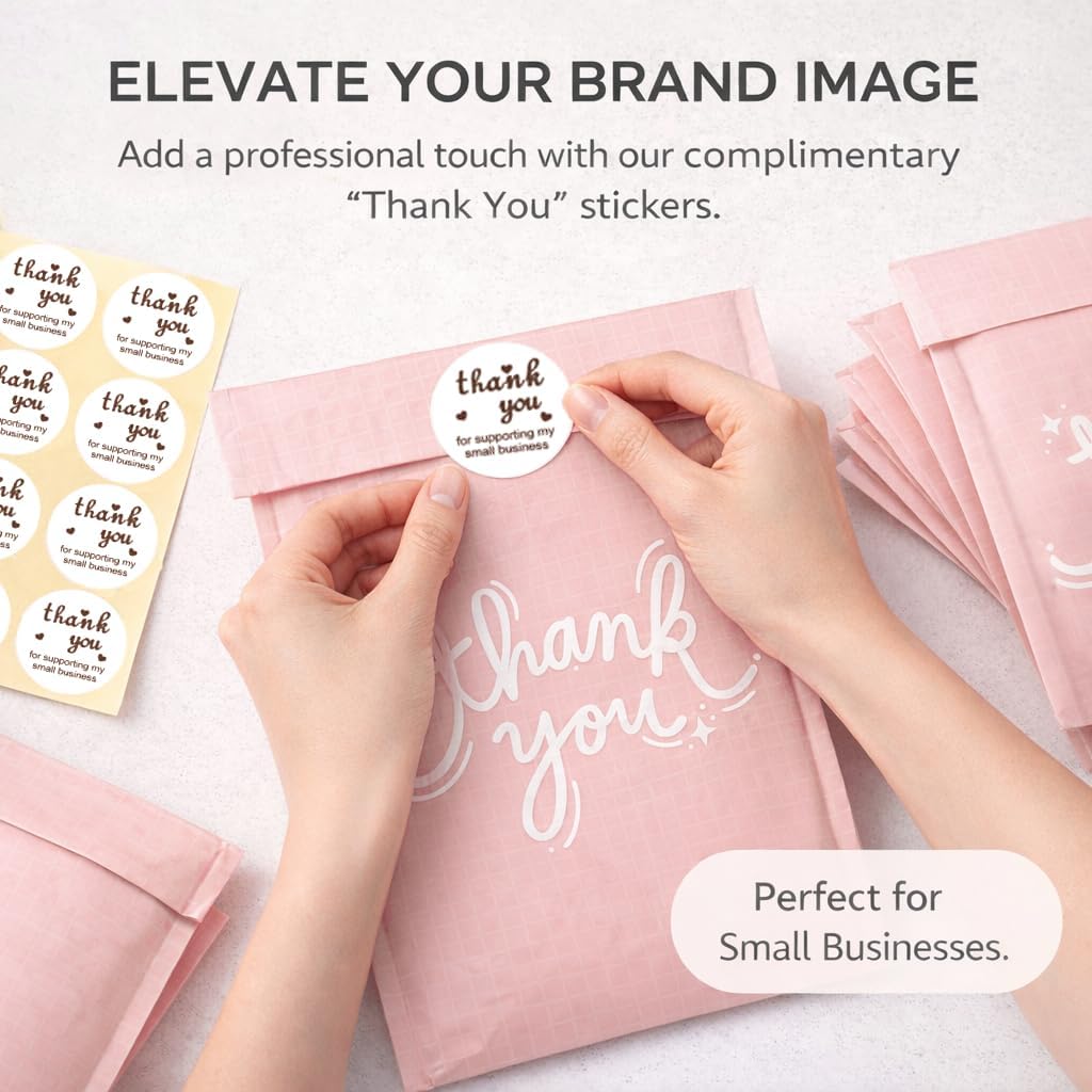 Pink Bubble Mailers 8.5x12" 40 Pack Usable Size 8.5x11" Thank You