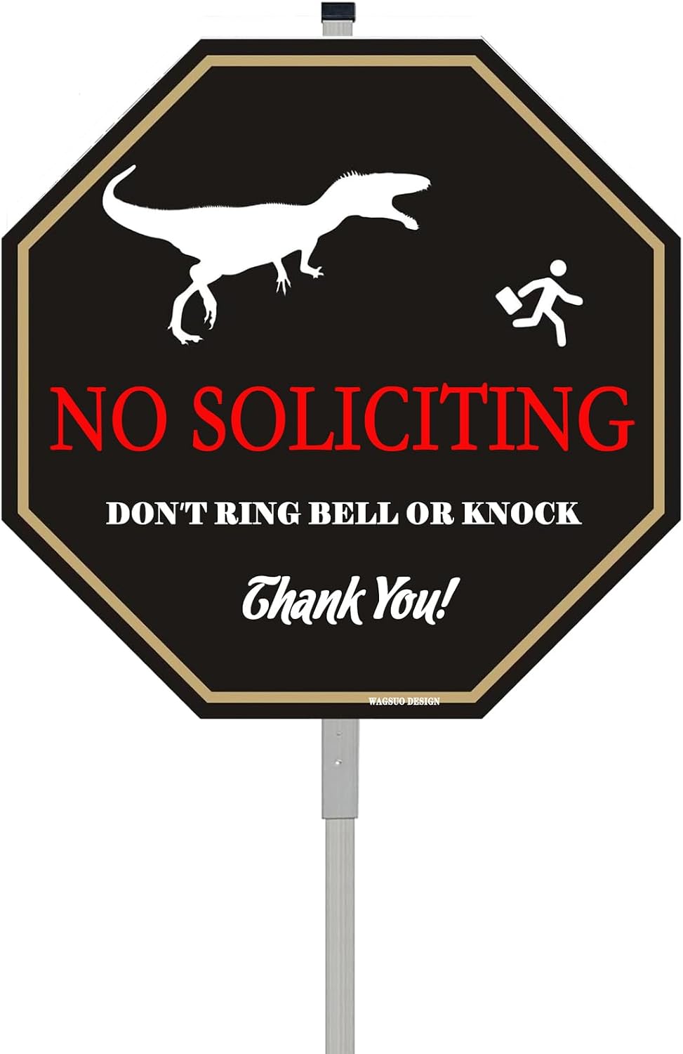 No Soliciting Yard Sign for House with 28" Aluminum Alloy Stake -10" x 10" - "Do Not Ring Bell or Knock" Warning Sign