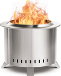 22 Inch Smokeless Fire Pit with Ash Pan Outdoor Stainless Steel