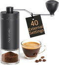 Mini Manual Coffee Grinder with 40 External Adjustable Settings and Ceramic Conical Burr, Portable Stainless Steel