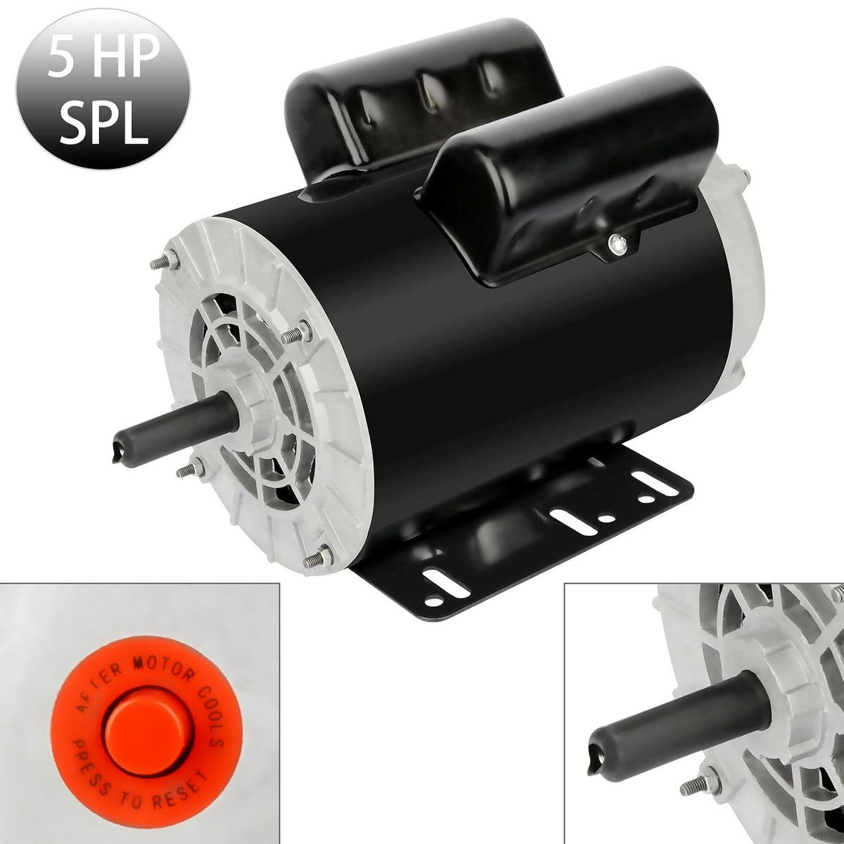 5HP SPL Air Compressor Motor 3450RPM Single Phase 5/8" Shaft Diameter ODP